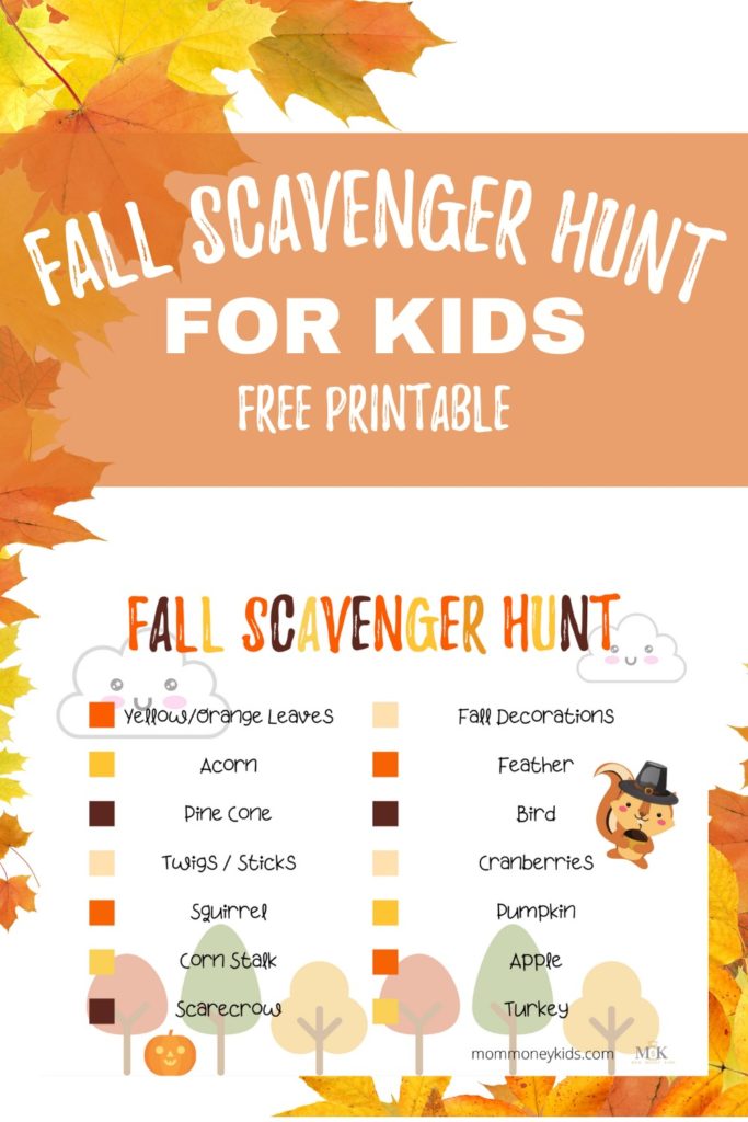 fall scavenger hunt free printable download