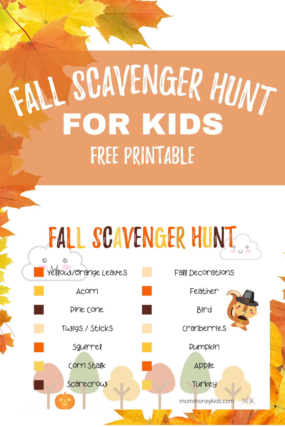 Free Fall Scavenger Hunt Printable Activity For Kids - Mom Money Kids