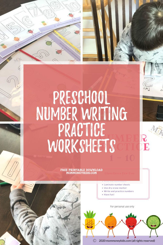 preschool number writing practice worksheets