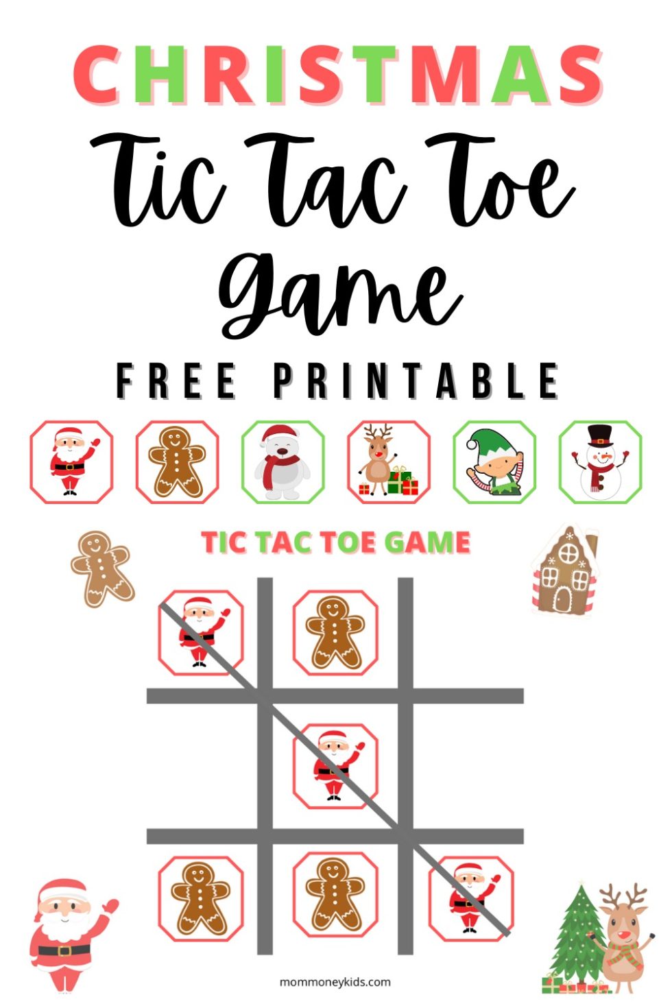 Christmas Tic Tac Toe Game Free Printable Download - Mom Money Kids