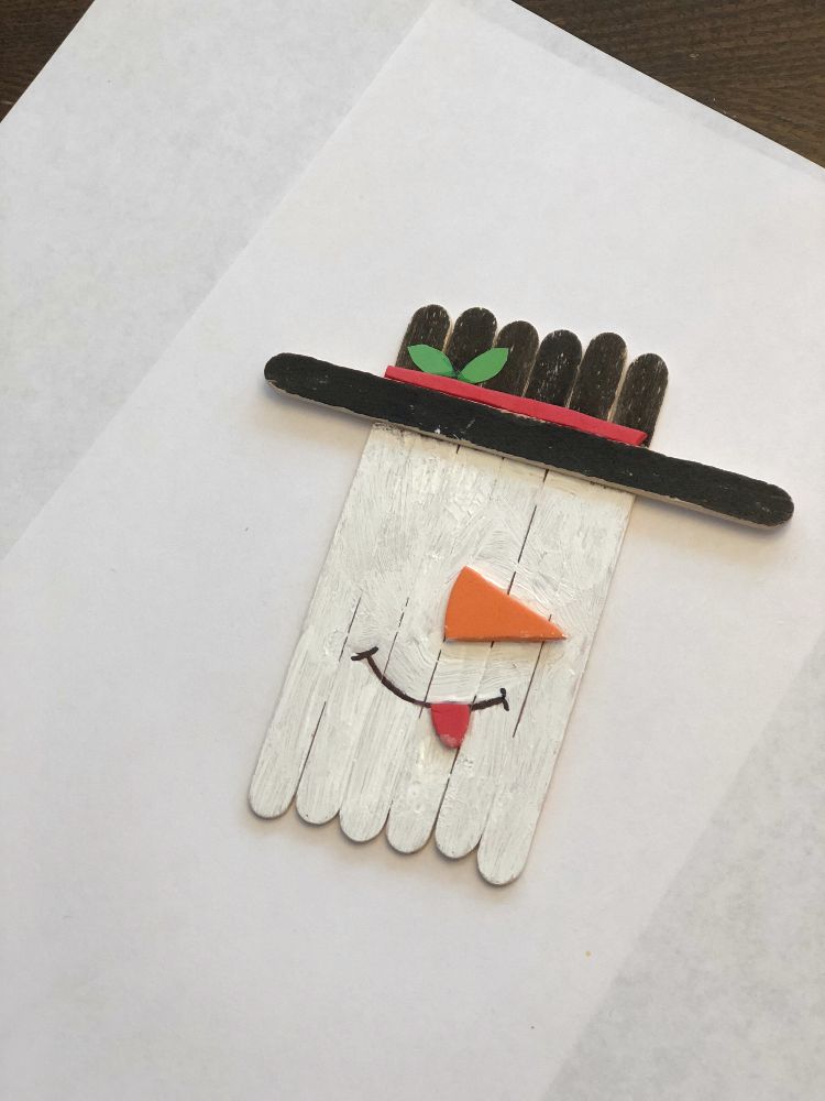 Snowman popsicle stick toddler crafts
