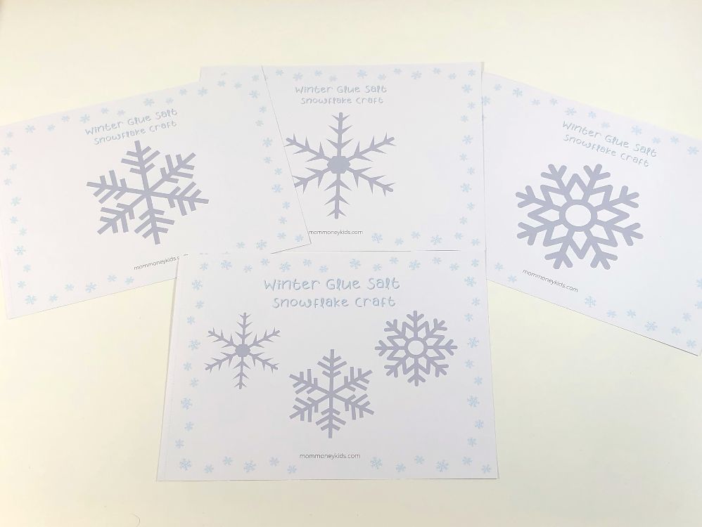 winter snowflake printable glue salt