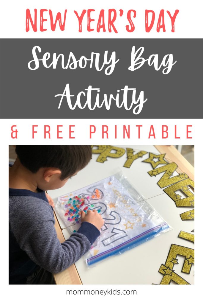 new year day sensory bag activity free printable
