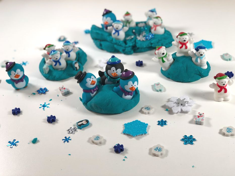 winter themed sensory table tray play