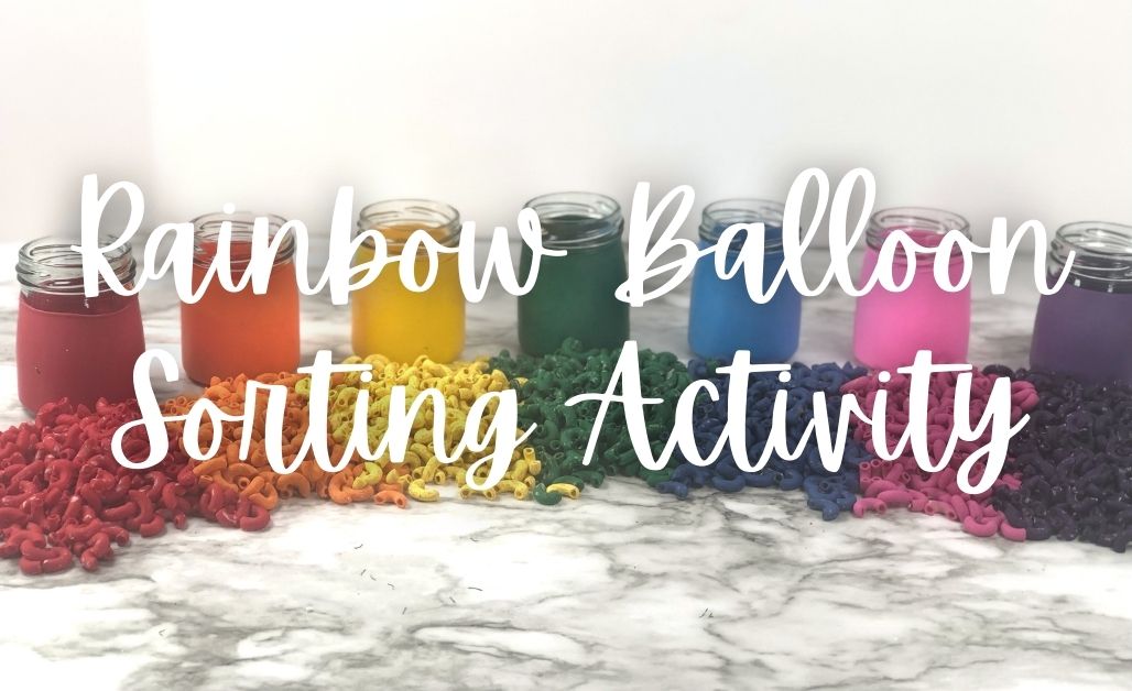 rainbow balloon sorting sensory activity featured