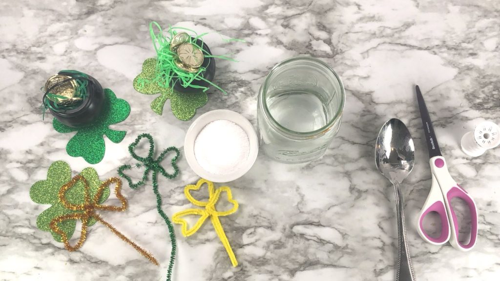 st patrick's day borax crystal shamrock materials needed