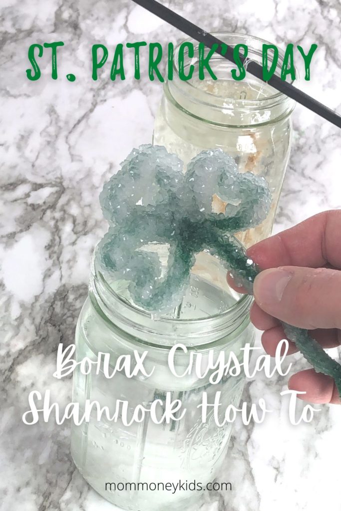 st. patrick's day borax crystal shamrock how to pin