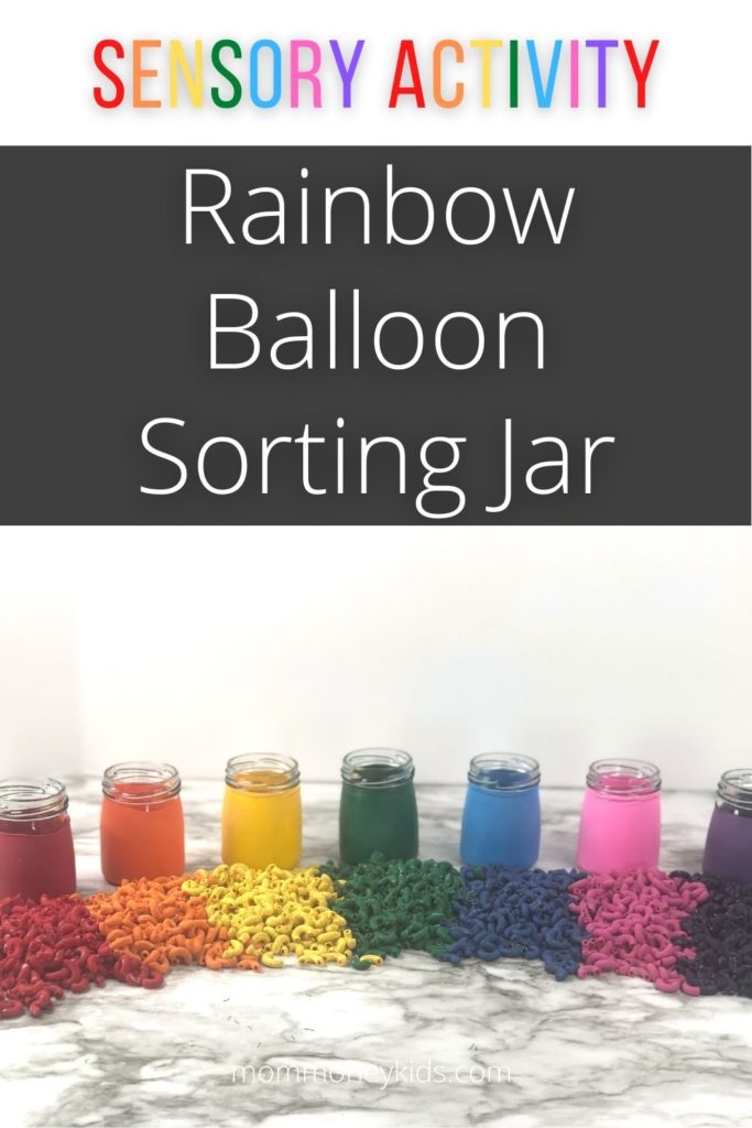 rainbow balloon sorting jar sensory activity pinterest