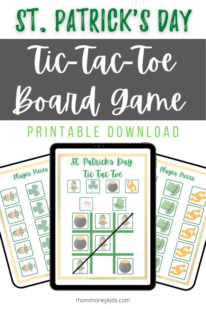st patrick's day themed tic tac toe board game free printable pin