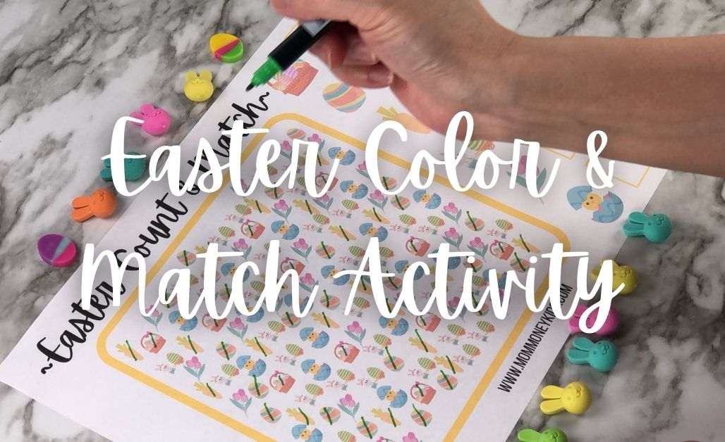 easter color and match preschool activity printable featured