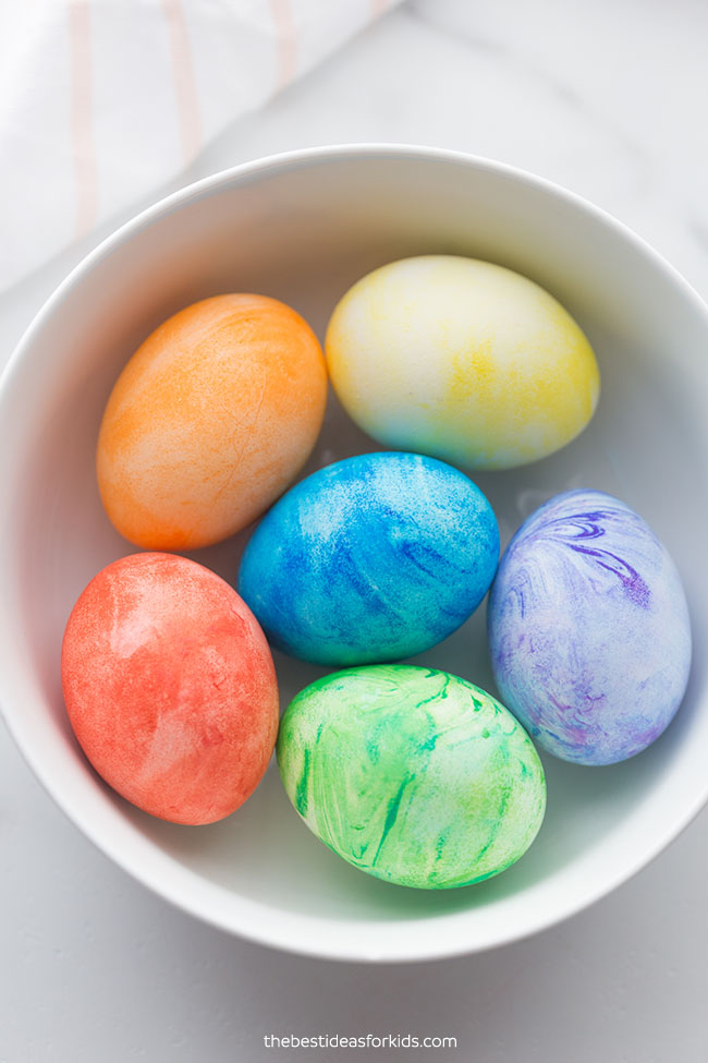 dying easter eggs with cool whip and food coloring