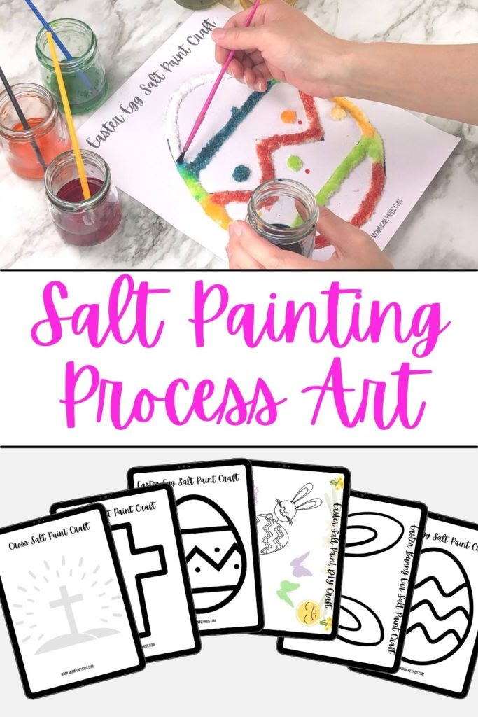 salt and glue painting process art printable bundle