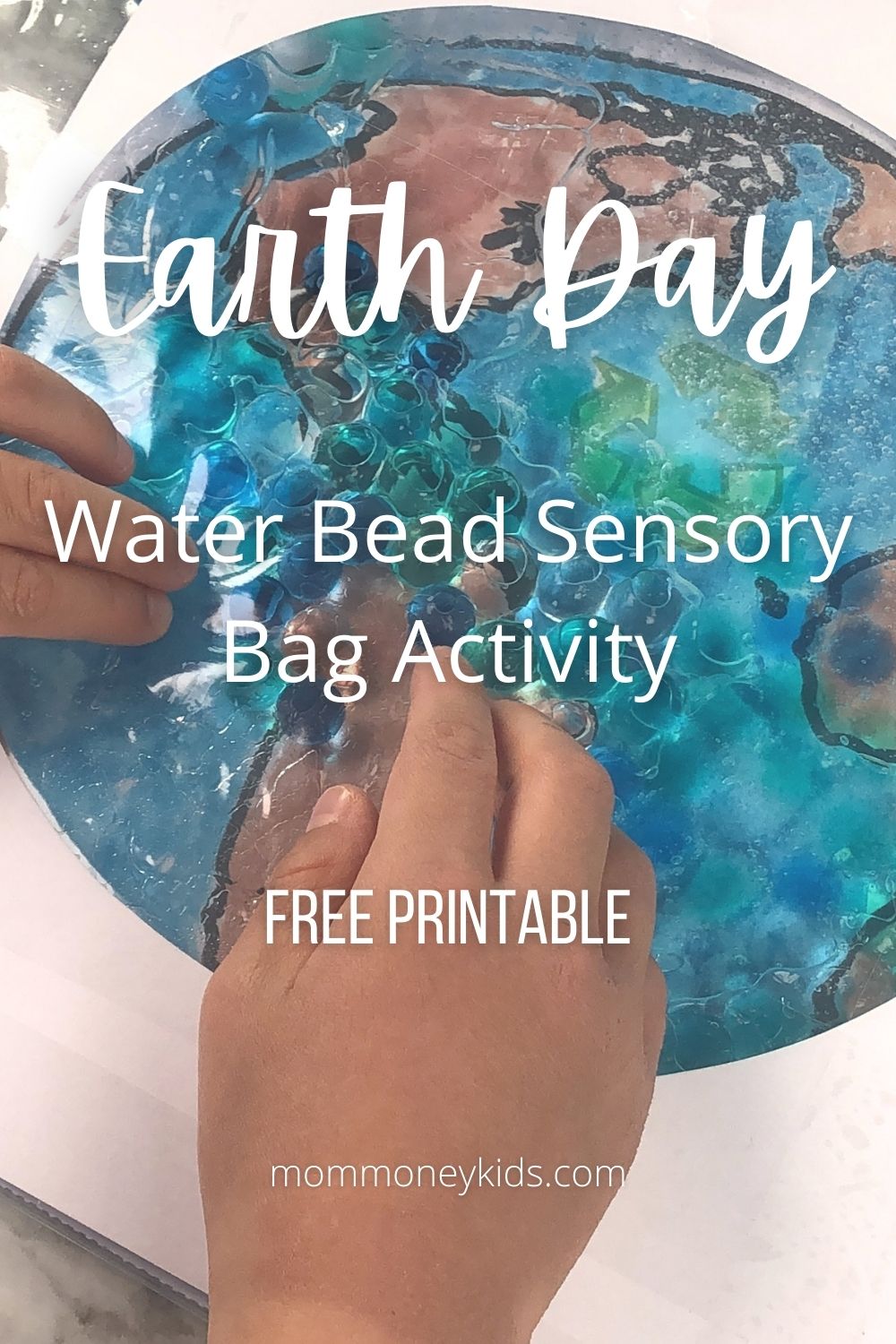 earth day water beads sensory bag activity