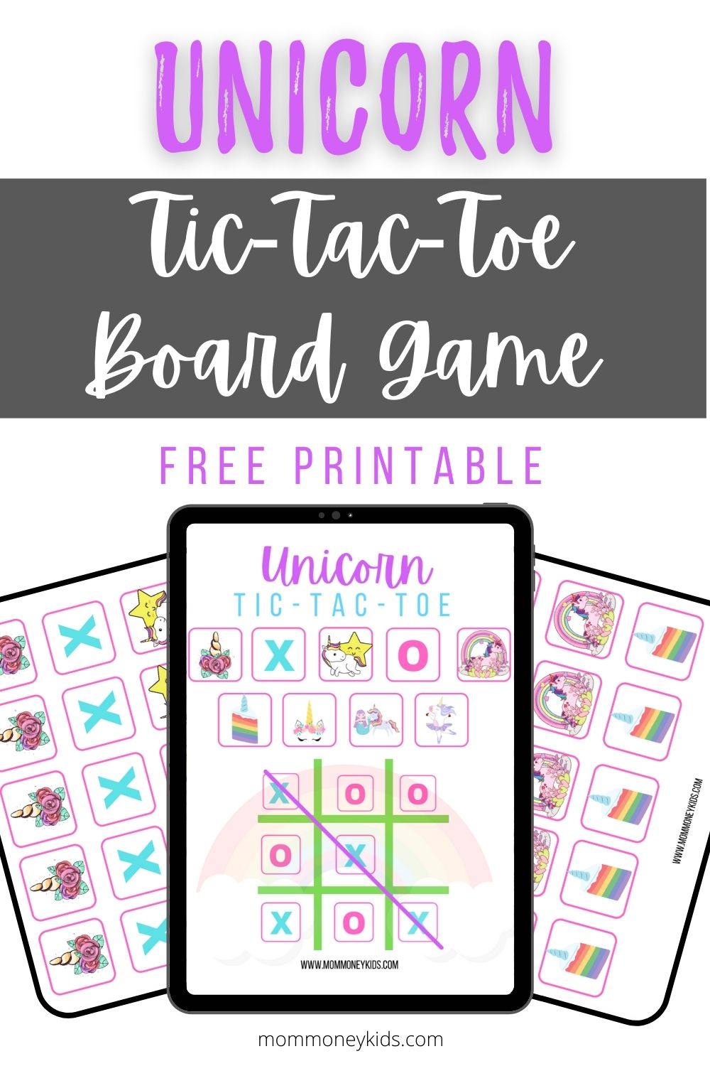 national unicorn day tic tac toe game free printable