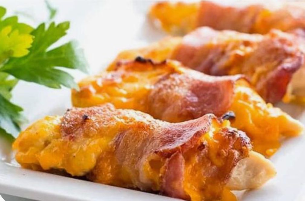 baked bacon and cheese wrapped chicken tender easy keto recipe