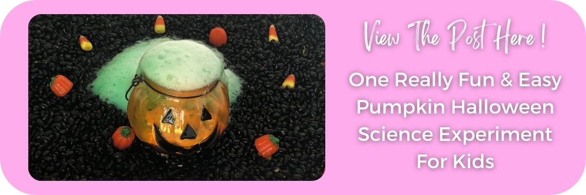 Halloween pumpkin baking soda and vinegar volcano experiment post