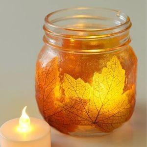 diy mason jar fall leaf lanterns
