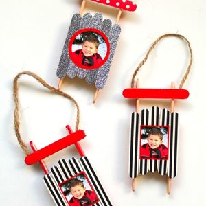popsicle stick picture sled ornaments