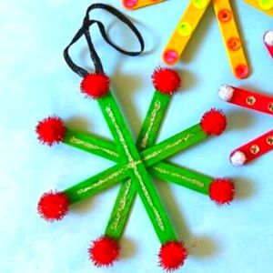 DIY Popsicle Stick Snowflake Ornaments