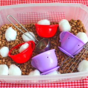 hot chocolate sensory bin idea activity