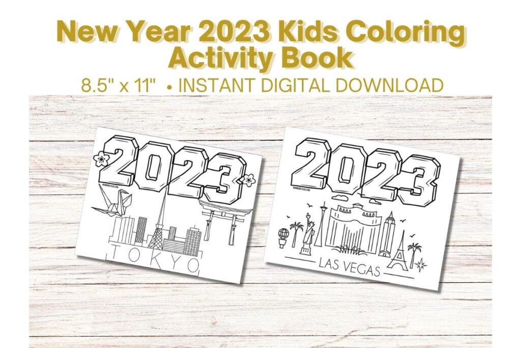 new year printable coloring sheets tokyo and las vegas