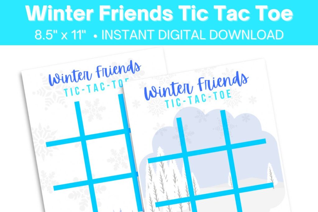 this winter 2023 tic tac toe printable board game skins